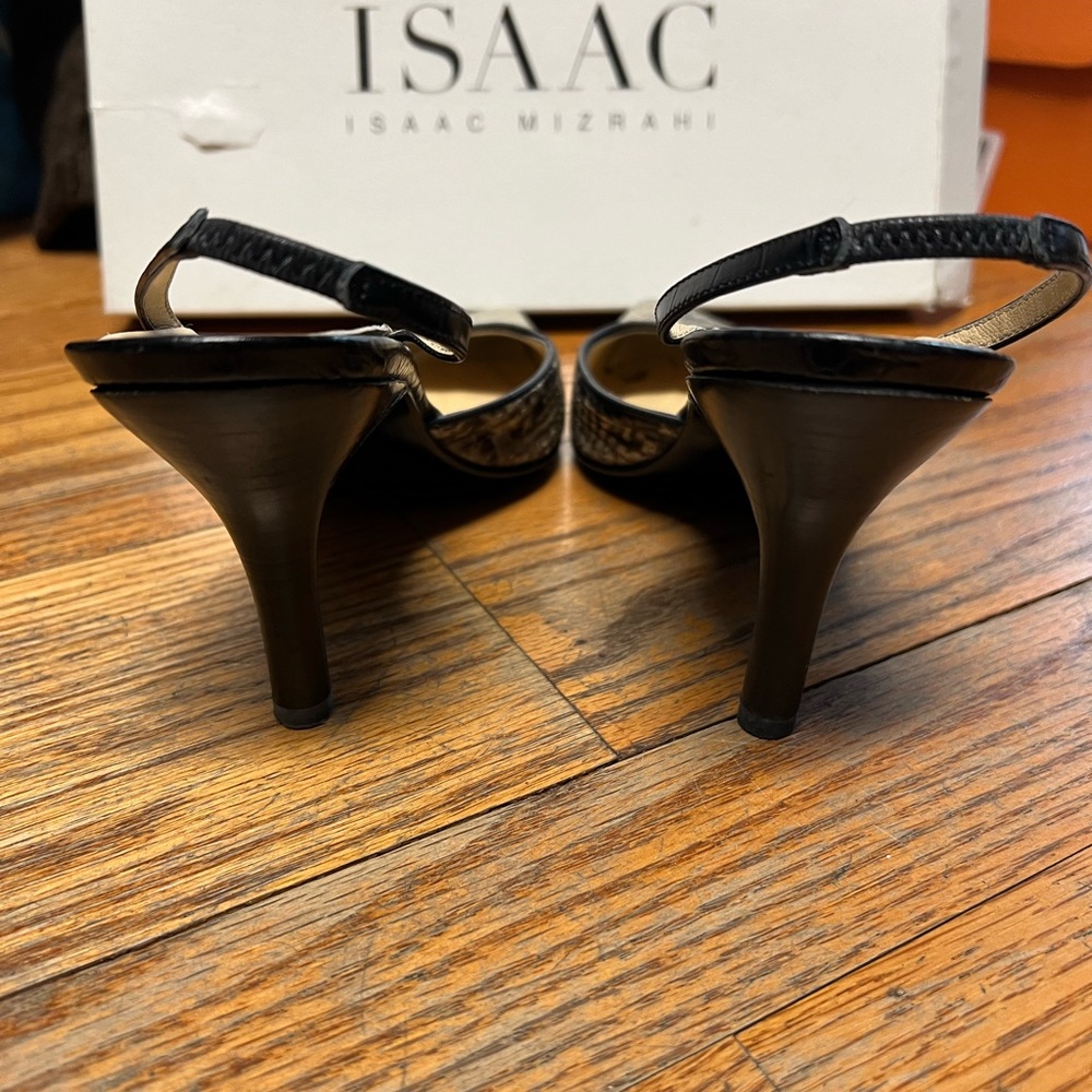 Isaac Miztahi Python Toe Sling Back Heel - Size 6… - image 4